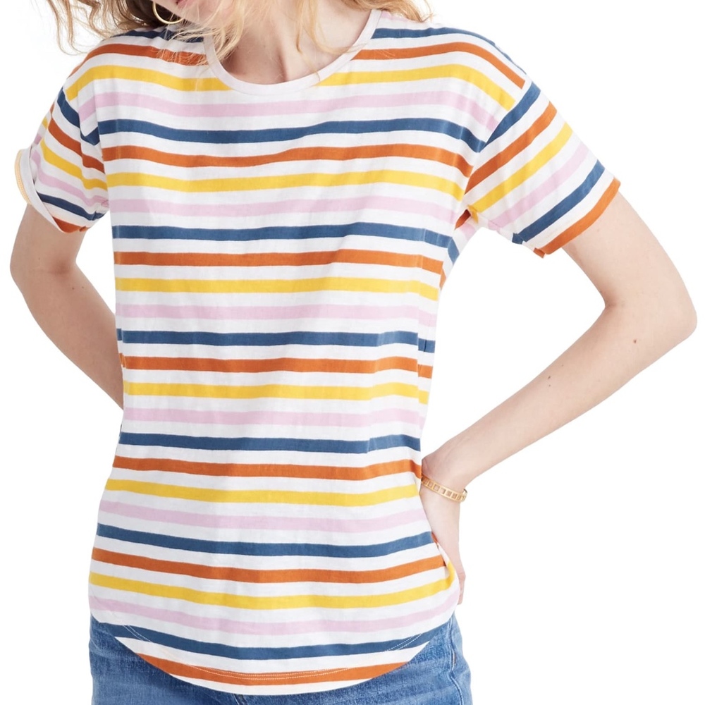 NWT Madewell Whisper Cotton Stripe Crewneck - Picture 2 of 6